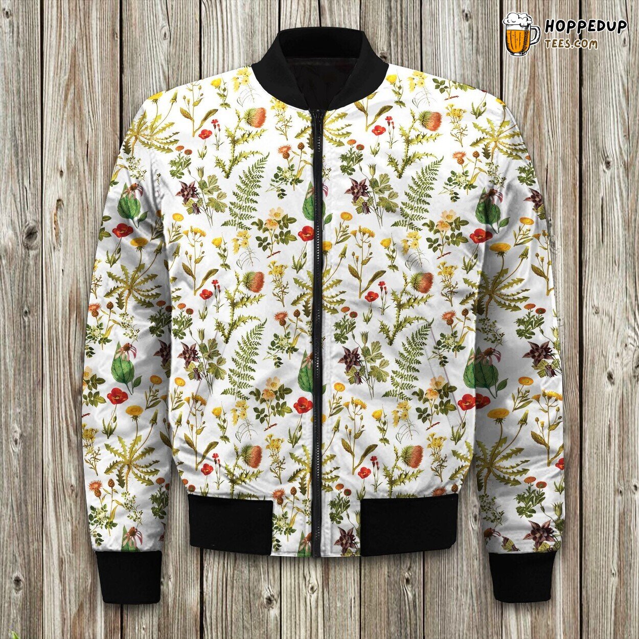 Vintage Botanical Wildflowers Bomber Jacket