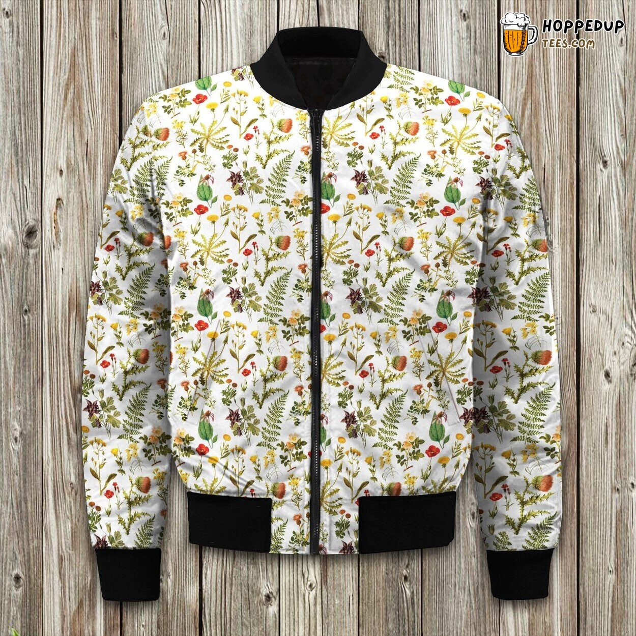 Vintage Botanical Wildflowers Lg Bomber Jacket