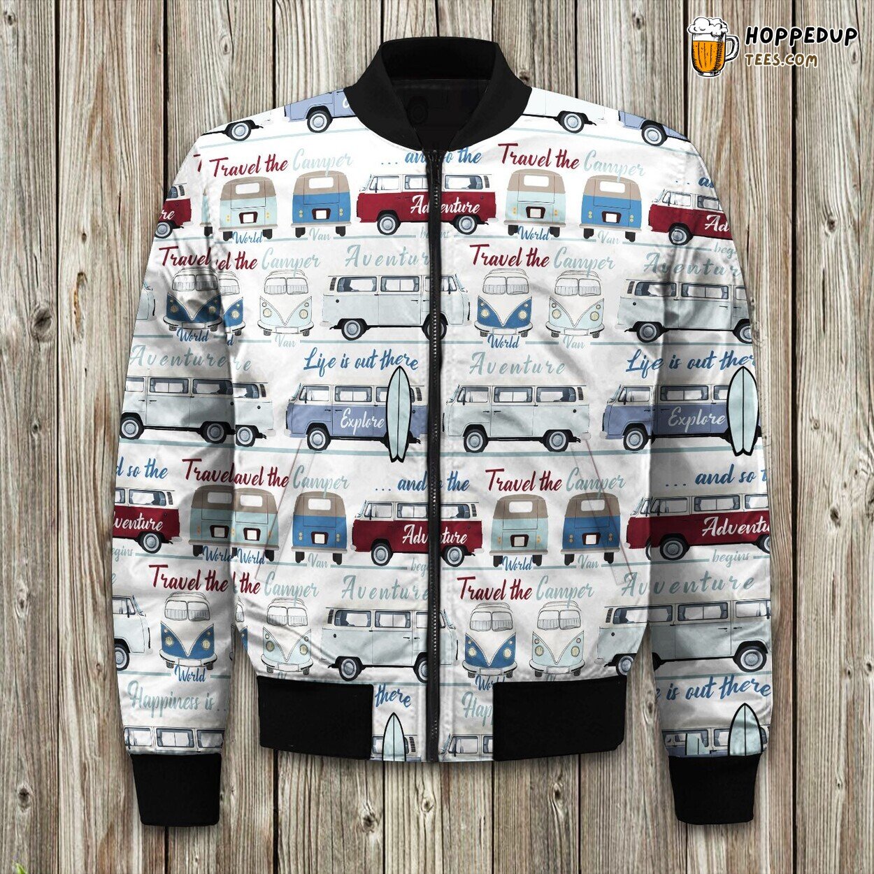 Vintage Campervan Dream Winter Bomber Jacket Tailored Unique Elegance Precision