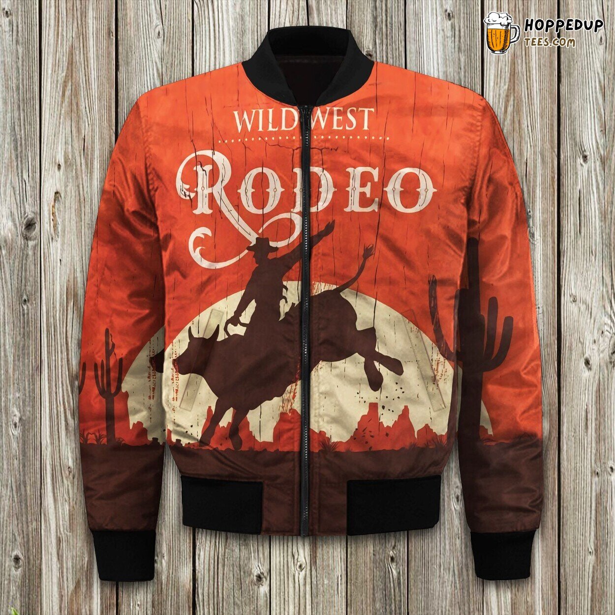 Vintage Cowboy Riding Bull Bomber Jacket