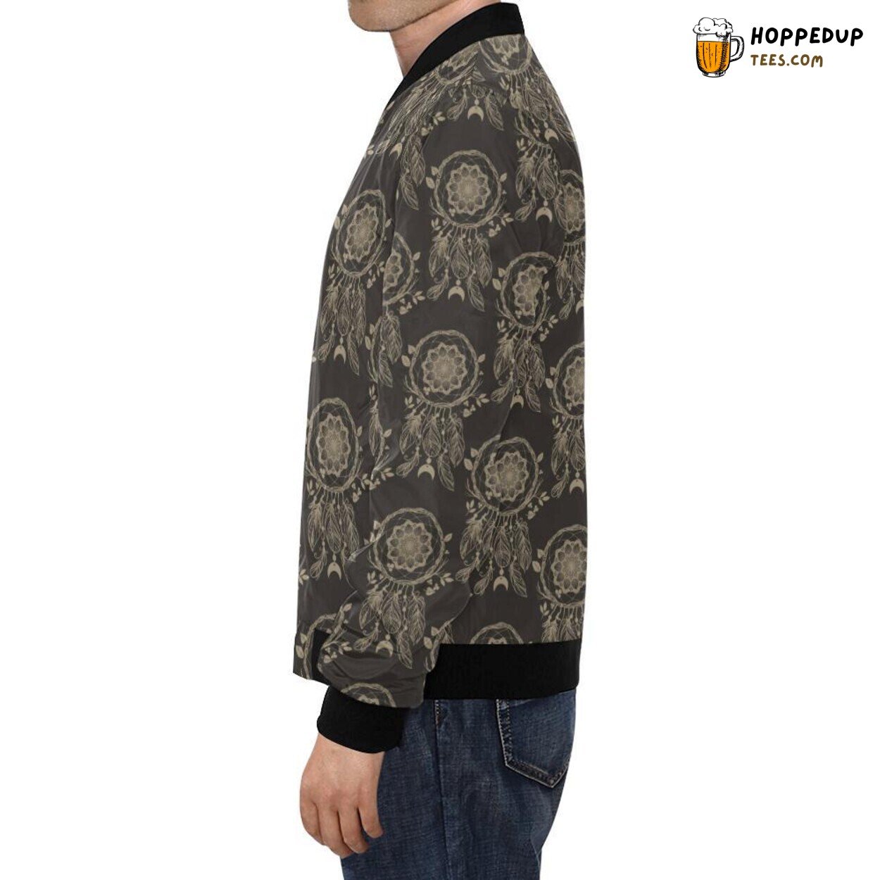 Vintage Feather Dream Catcher Men’s Bomber Jacket Unique Designer Pattern Print