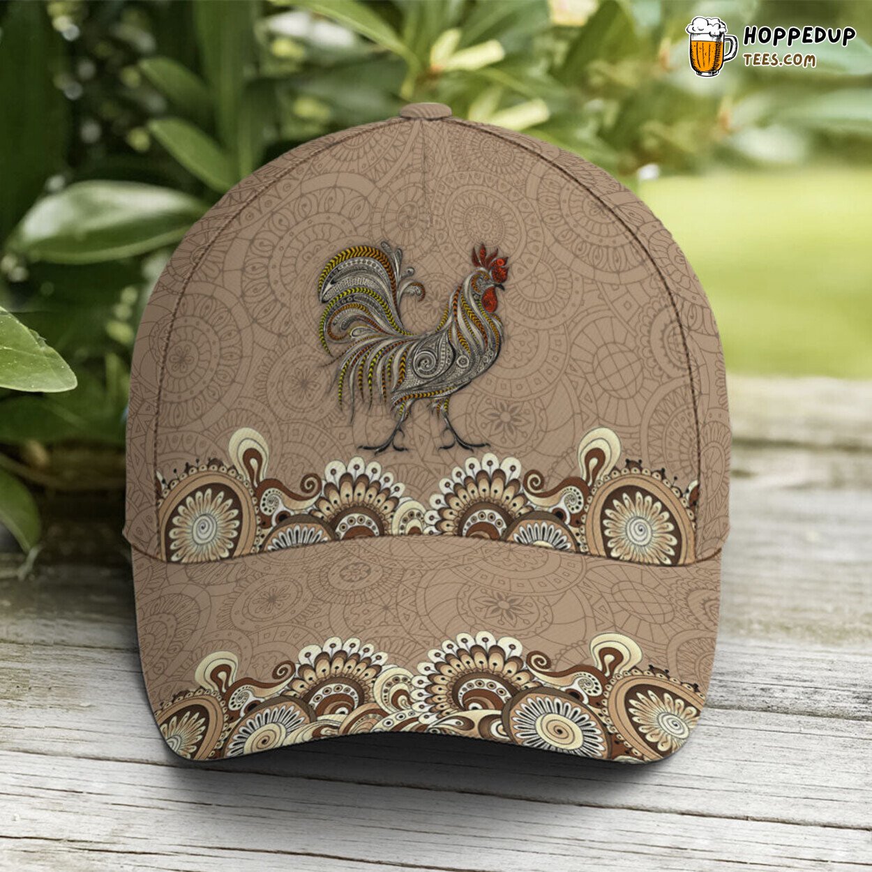 Vintage Floral Inspired Rooster Chicken Unique Baseball Cap