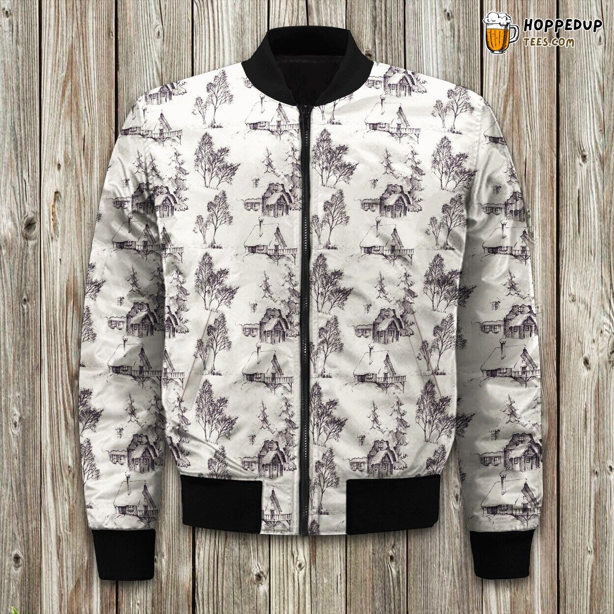 Vintage Lodge Theme Winter Bomber Jacket Premium Designer Series