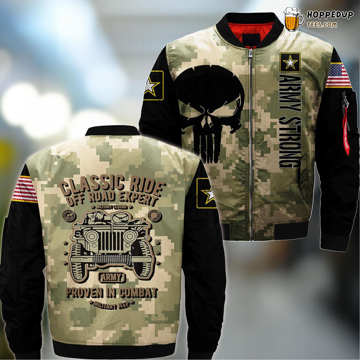 Vintage Military Classics Army Off Roads Vehicle Bomber Jacket