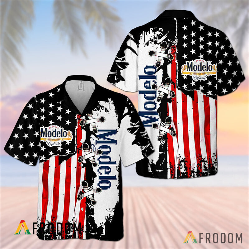 Vintage ModeloBeer UsaFlag Hawaiian Shirt HU