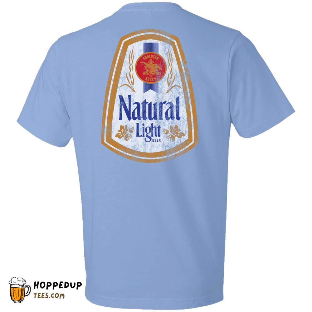 Vintage Natural Light Beer 2-Sided Light Blue Tee HU