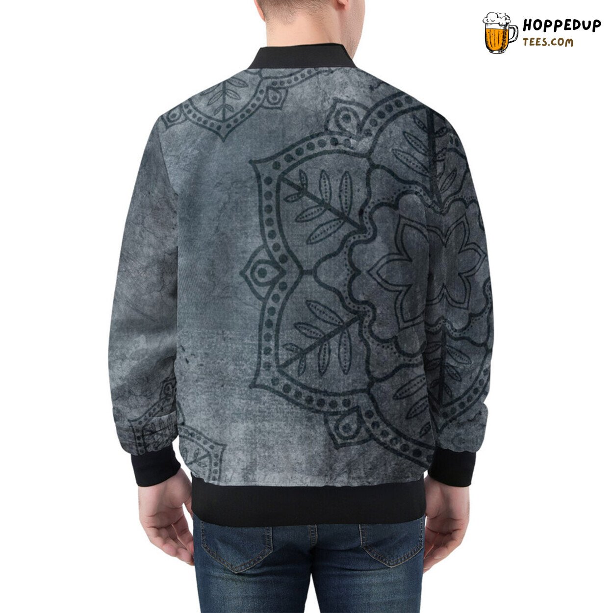 Vintage Ornament Tales Blend Grunge on Men’s Bomber Jacket