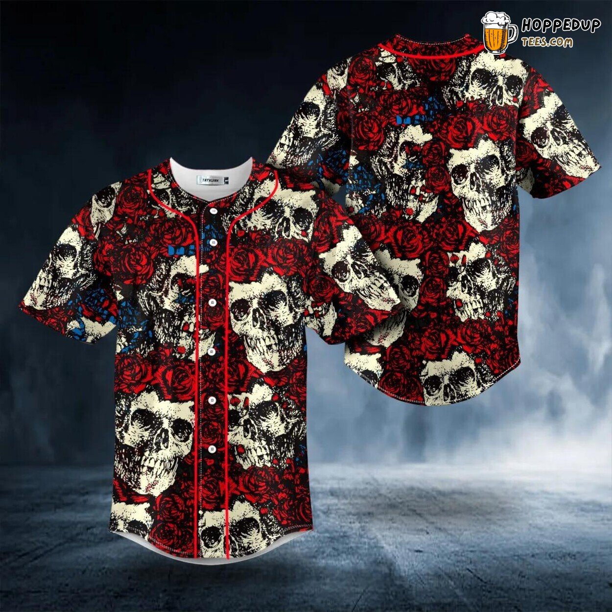 Vintage Pattern Sugar Roses Skull Tailored Unique Baseball Jersey