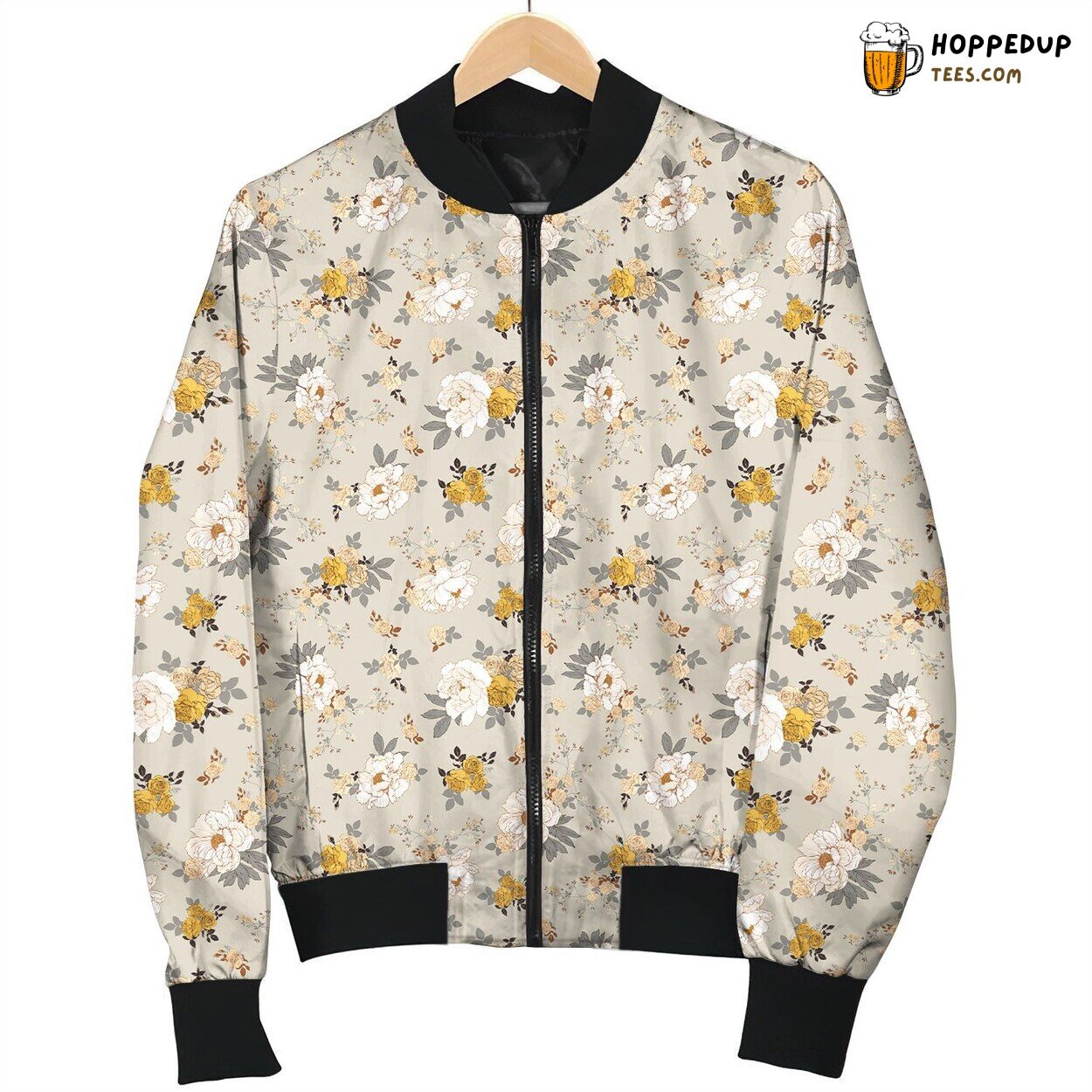 Vintage Peony Flower Bomber Jacket