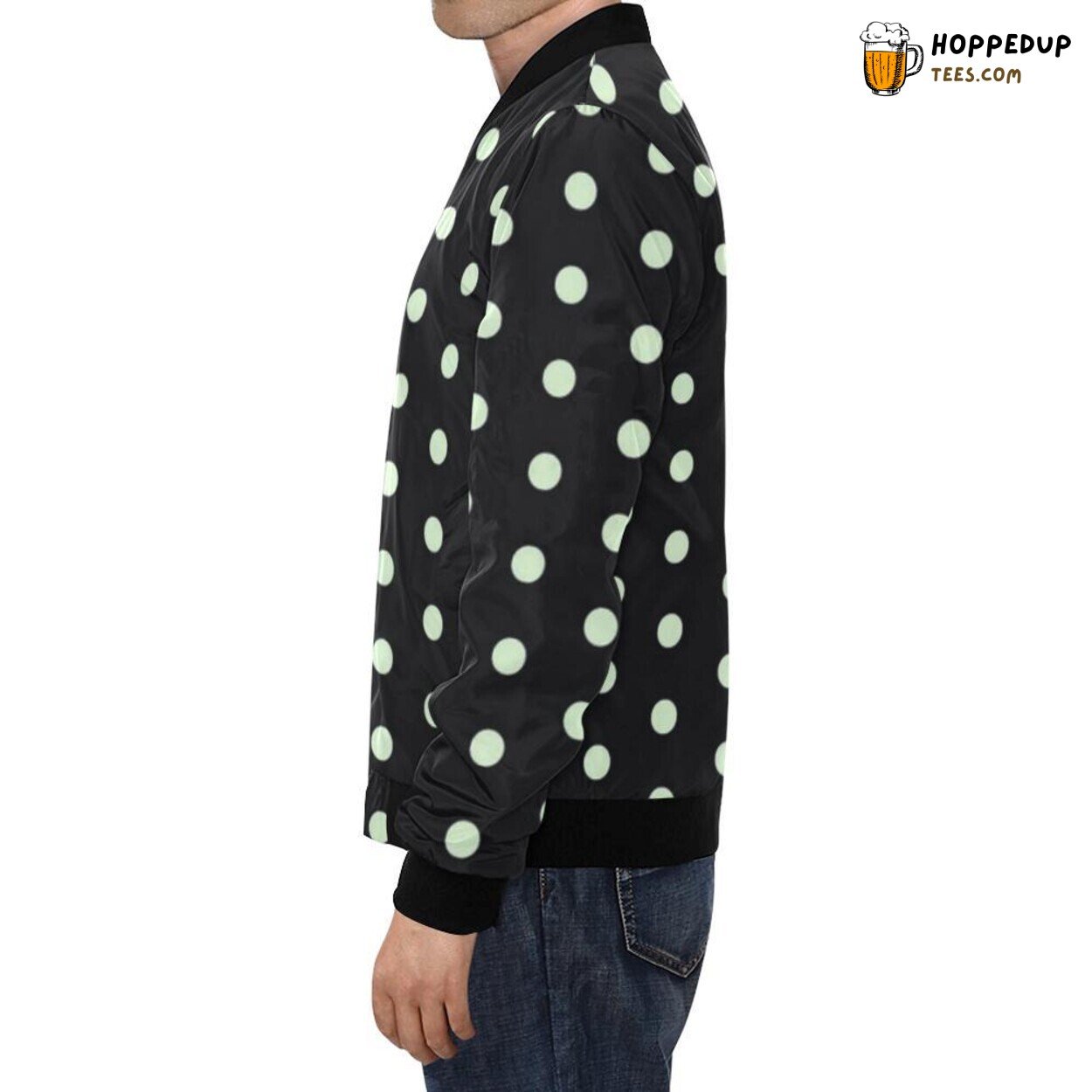 Vintage Polka Dot Black White Men’s Bomber Jacket Classic Spotted Fashion Wear