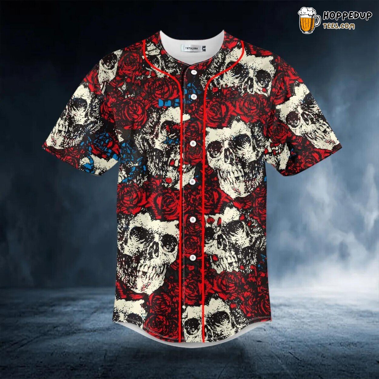 Vintage Roses Sugar Skull Baseball Jersey Graphic Tees 3D Print Classic Look