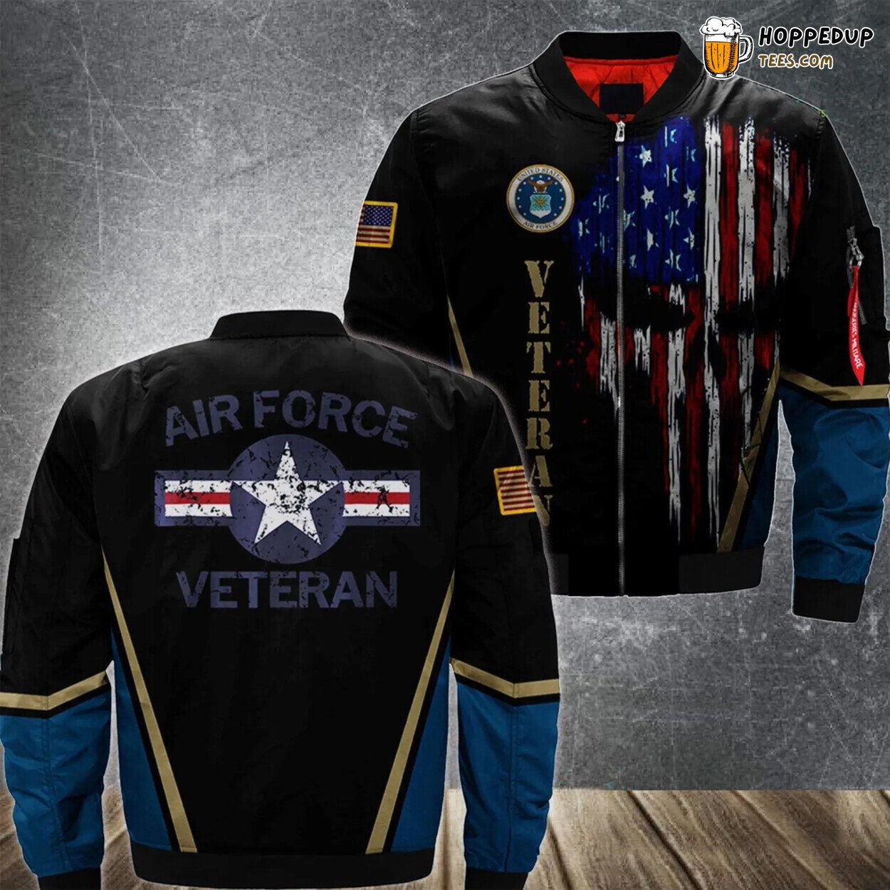 Vintage Roundel Tribute Established Air Force Veteran Bomber Jacket