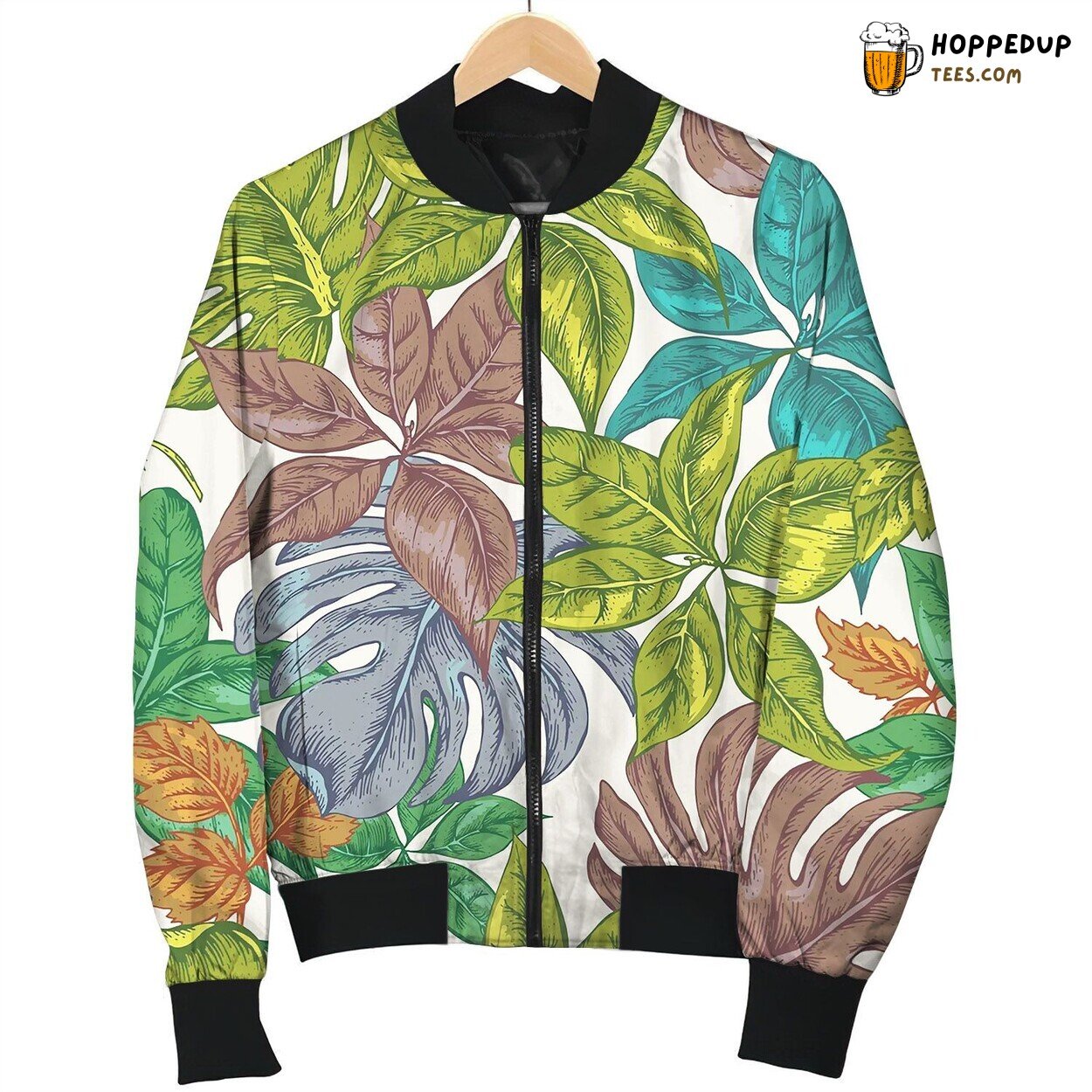 Vintage Seamless Exotic Background With Tropical Bomber Jacket