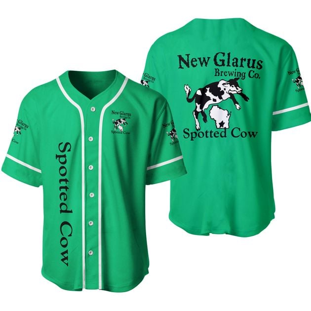 Vintage Spotted Cow Beer Themed Baseball Jersey HU