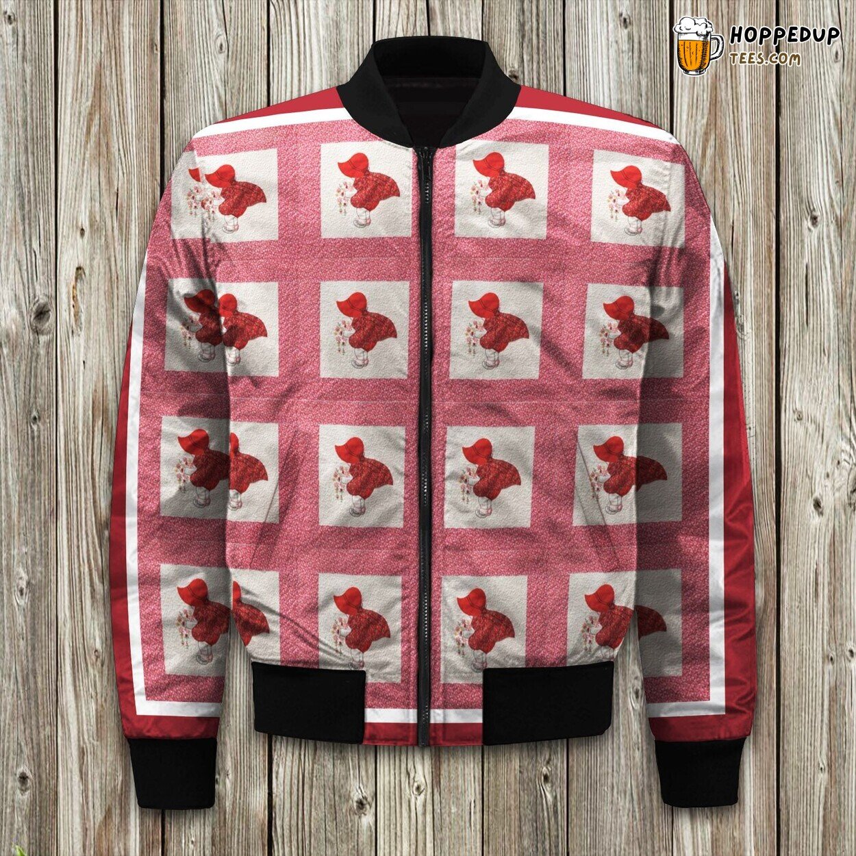 Vintage Sunbonnet Sue Pattern Winter Bomber Jacket Childhood Memory Style