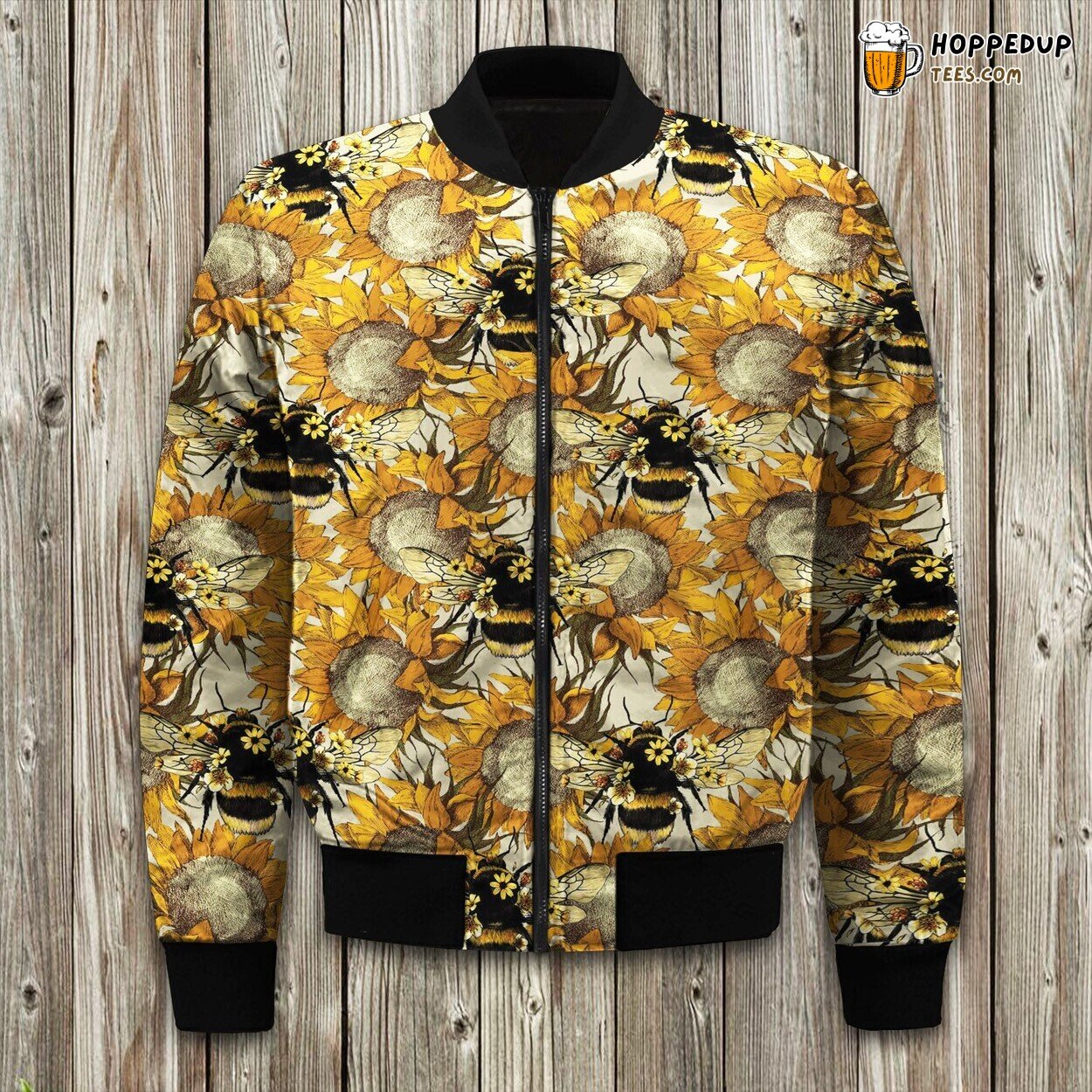 Vintage Sunflower Bees Amazing Bomber Jacket
