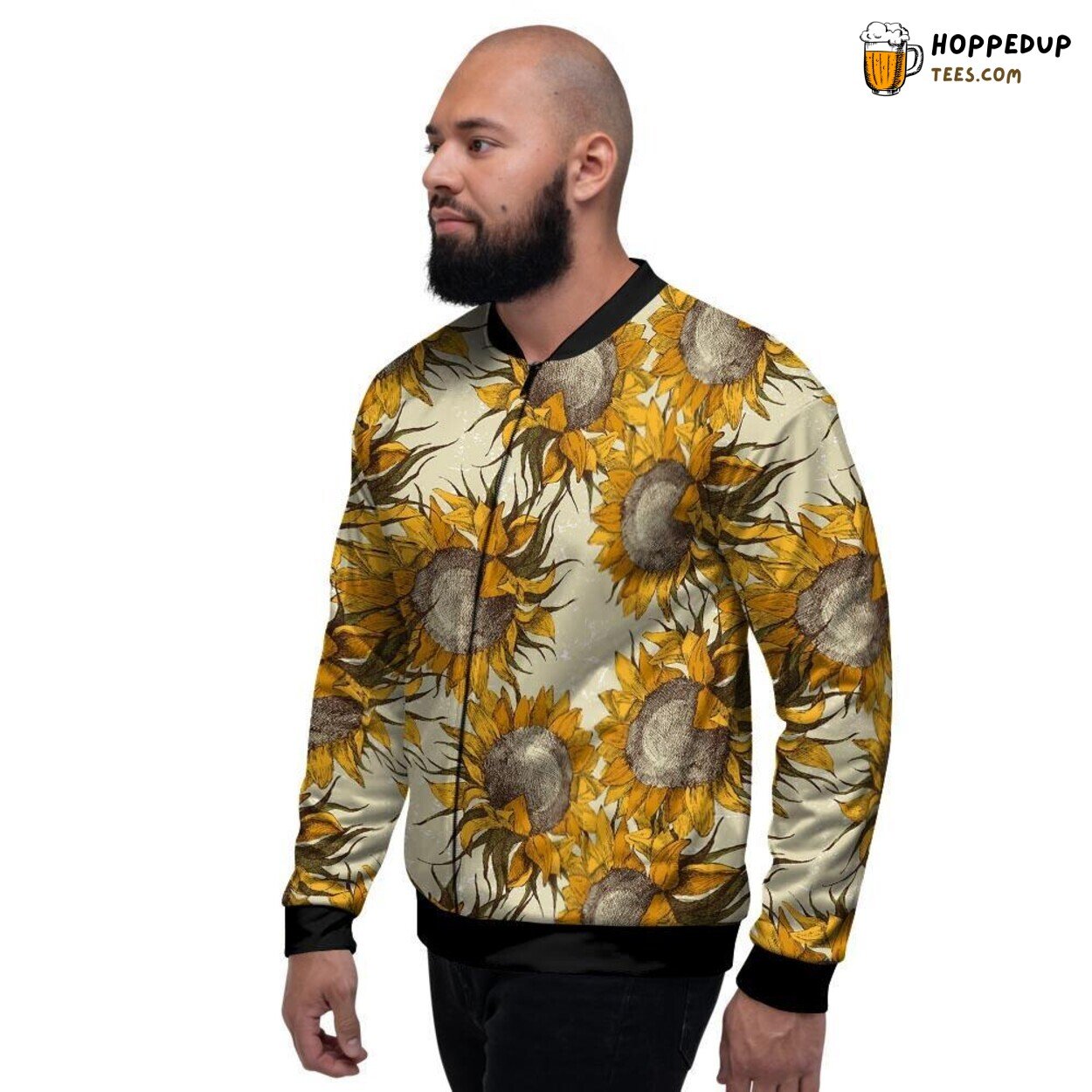 Vintage Sunflower Design Men’s Bomber Jacket Timeless Floral Inspired Fashion