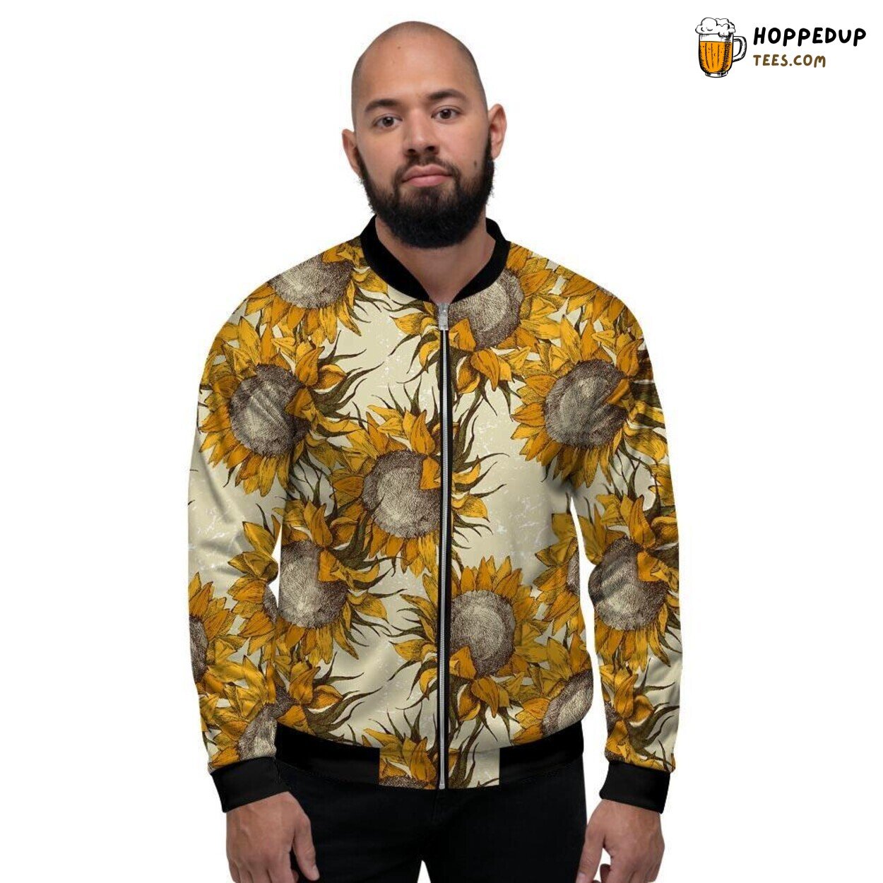 Vintage Sunflower Design Men’s Bomber Jacket Timeless Floral Inspired Fashion