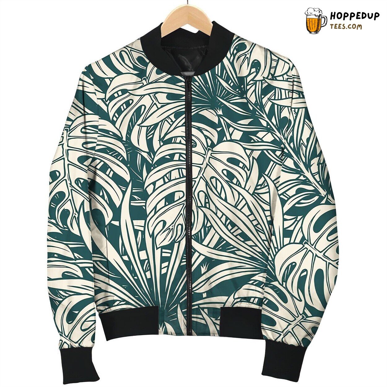 Vintage Tropical Floral Seamless Pattern Bomber Jacket