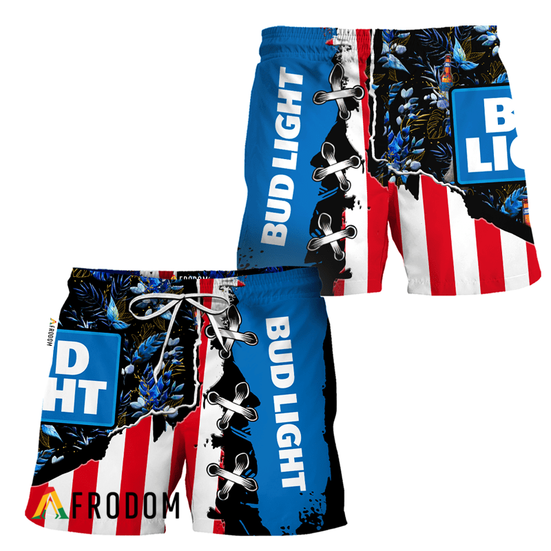 Vintage Tropical Flower Bud Light Hawaiian Shorts HU