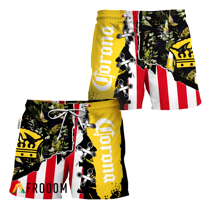 Vintage Tropical Flower Corona Extra Hawaiian Shorts HU