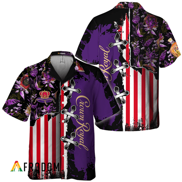 Vintage Tropical Flower Crown Royal Hawaiian Shirt HU
