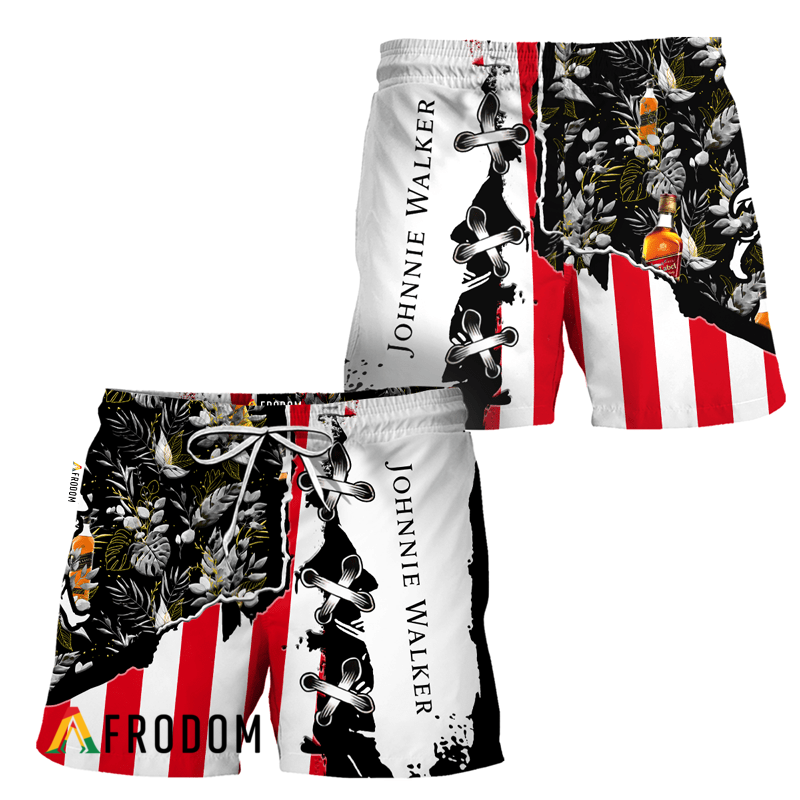 Vintage Tropical Flower Johnnie Walker Hawaiian Shorts HU