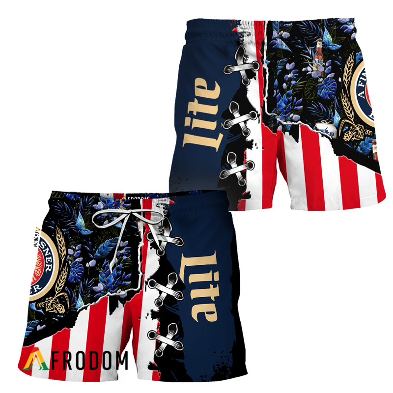 Vintage Tropical Flower Miller Lite Hawaiian Shorts HU