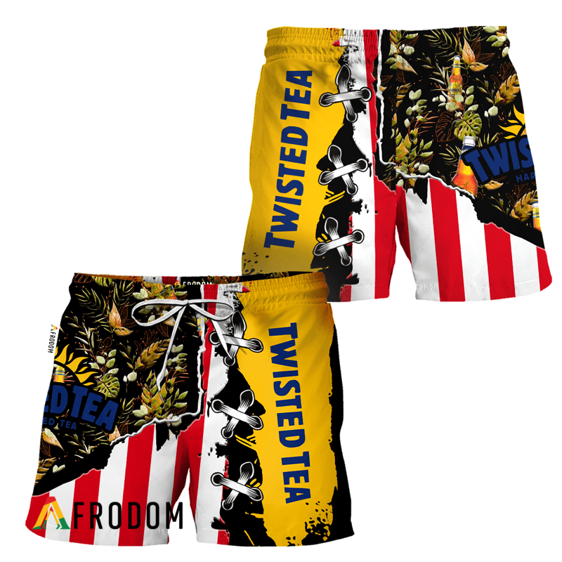 Vintage Tropical Flower Twisted Tea Hawaiian Shorts HU