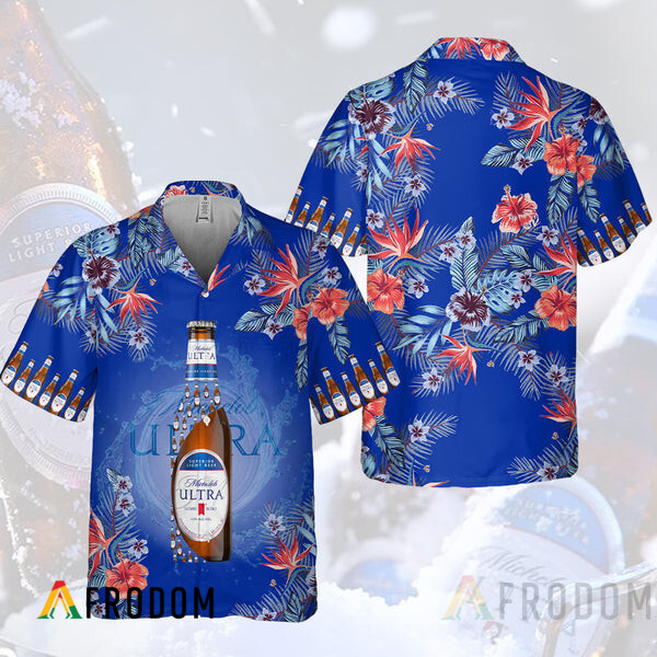 Vintage Tropical Flowers Michelob Ultra Hawaiian Shirt HU