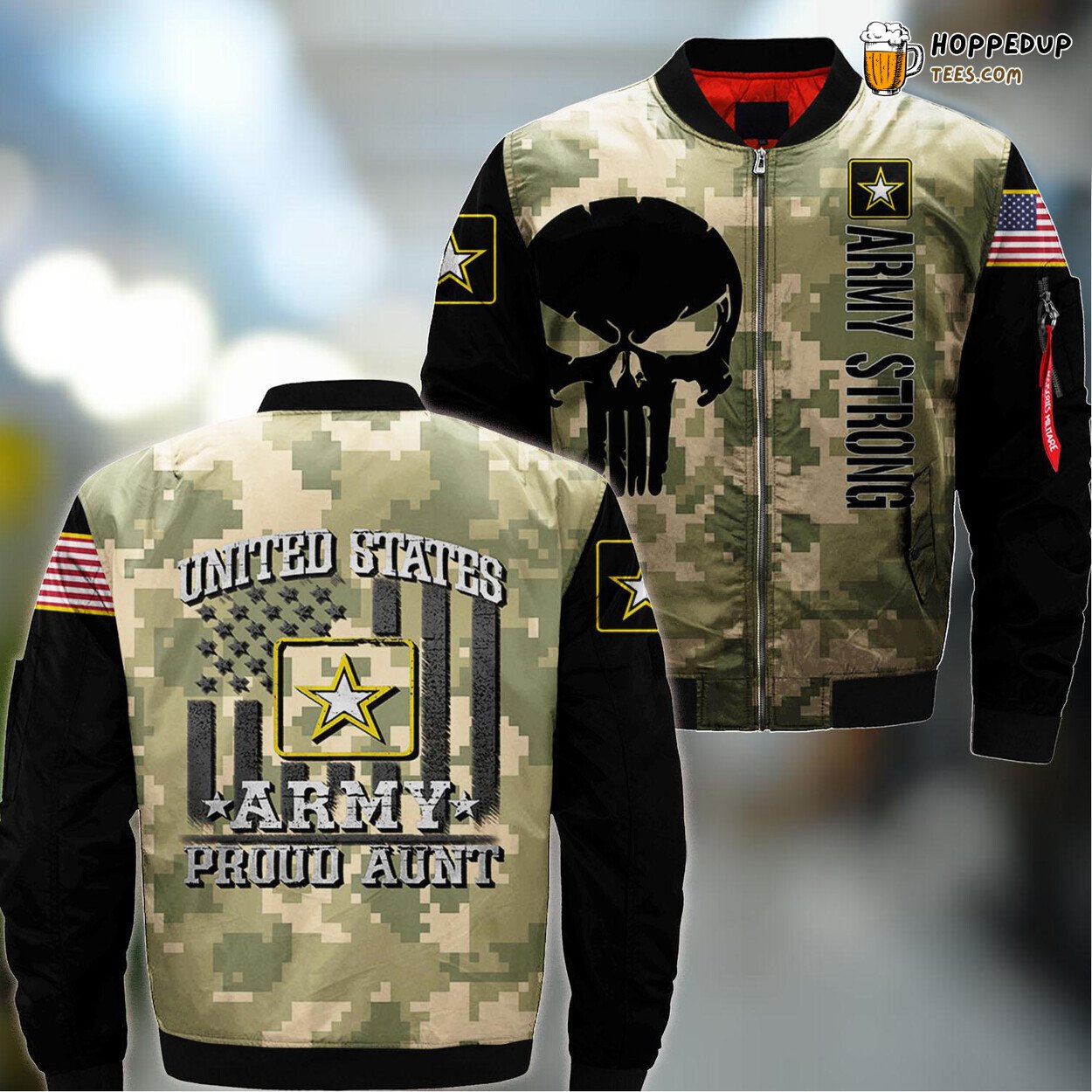 Vintage US Army Proud Aunt Tribute Military Bomber Jacket