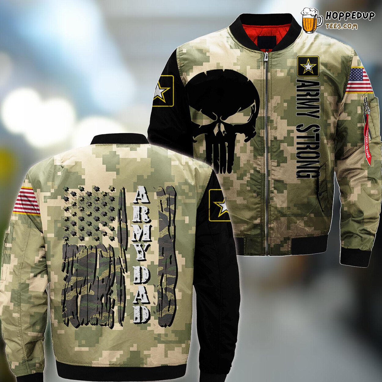 Vintage US Flag Army Dad Veteran Gift Men’s Harriman Station Bomber Jacket