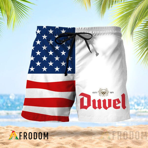 Vintage USA Flag Fourth Of July Duvel Hawaiian Shorts HU