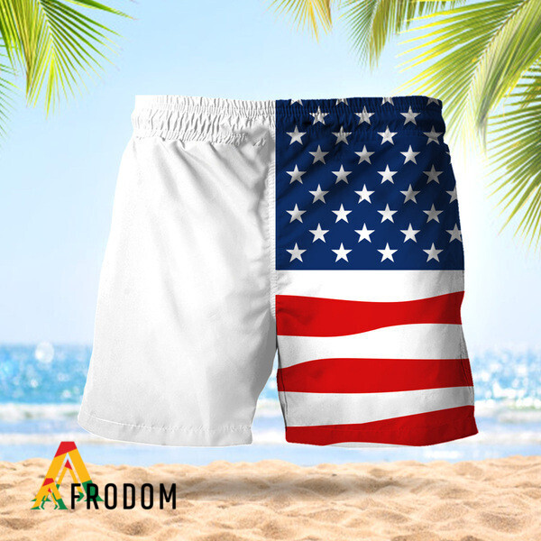 Vintage USA Flag Fourth Of July Miller Pilsner Hawaiian Shorts HU