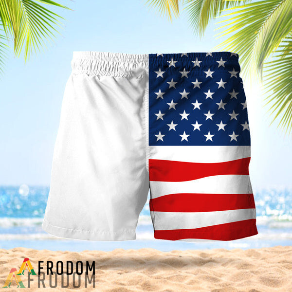 Vintage USA Flag Fourth Of July Modelo Hawaiian Shorts HU
