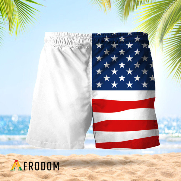 Vintage USA Flag Fourth Of July Twisted Tea Hawaiian Shorts HU