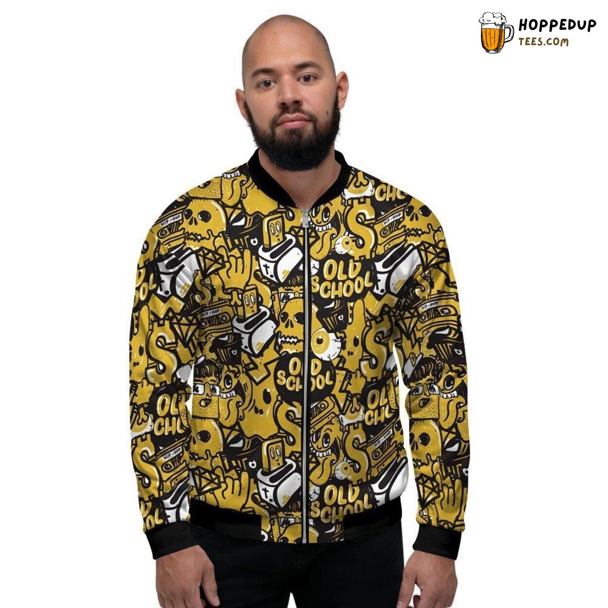 Vintage Vibe HipHop Tribute Men’s Bomber Jacket Celebrating Music’s Golden Era Vintage Vibe HipHop Tribute Men’s Bomber Jacket Celebrating Music’s Golden Era