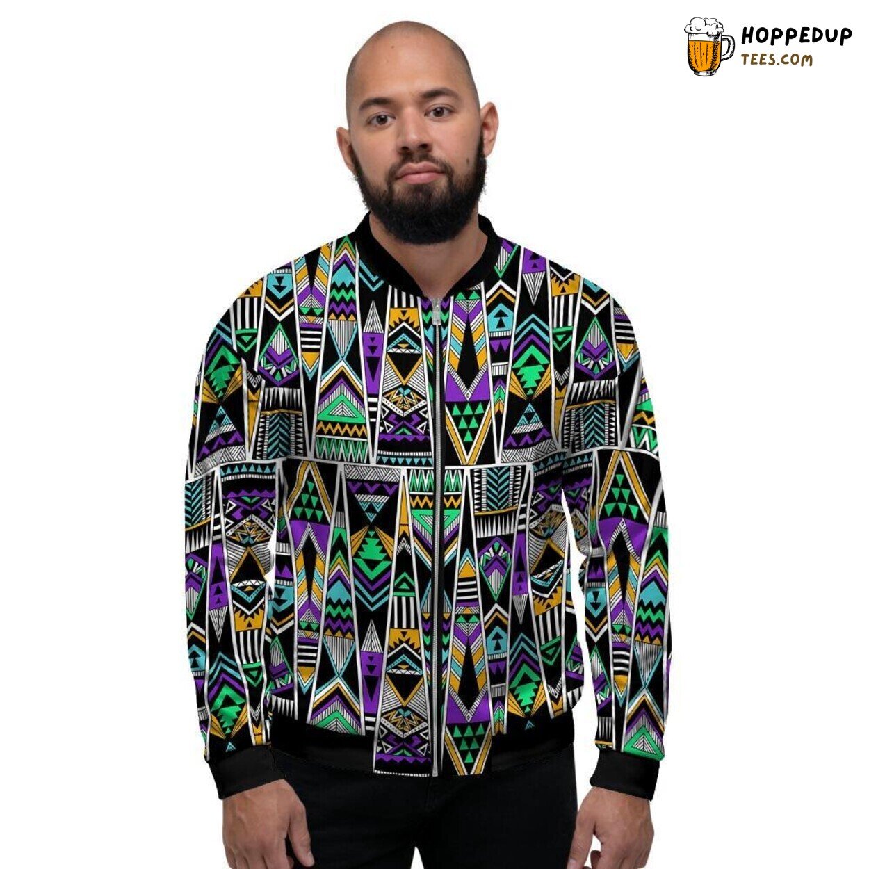 Vintage Vibe Native Aztec Multicolor Men’s Bomber Jacket Trippy Tribal Display Vintage Vibe Native Aztec Multicolor Men’s Bomber Jacket Trippy Tribal Display