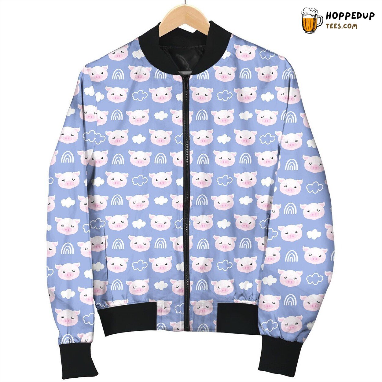 Violet Lovely Pig Bomber Jacket