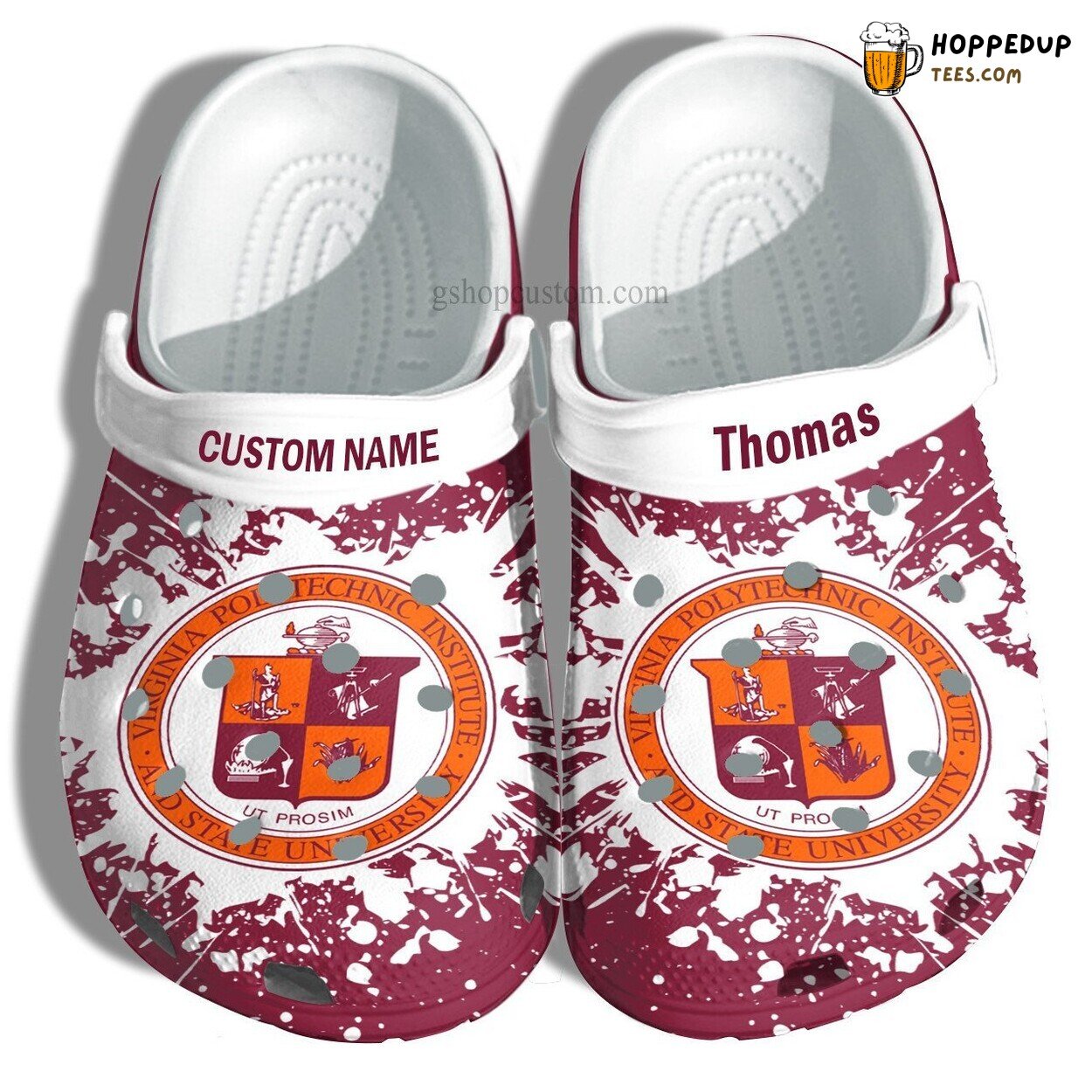 Virginia Tech University Grad Custom Croc Shoes Unique Gift Design