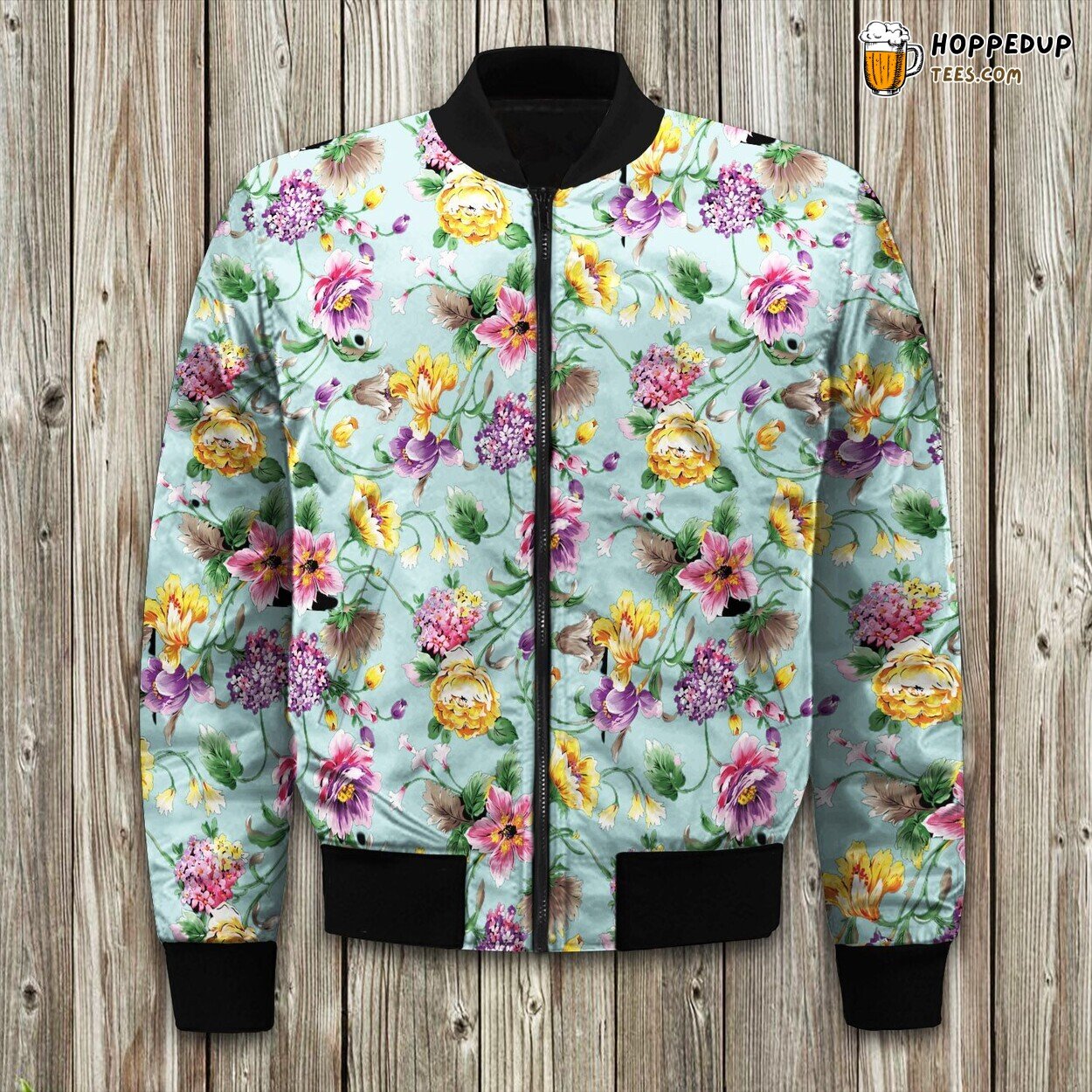 Vivid Floral Design Winter Bomber Jacket Blooming Fashion Statement