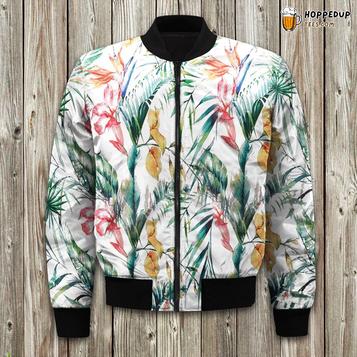 Vivid Floral Display Winter Bomber Jacket Tropical Blossom