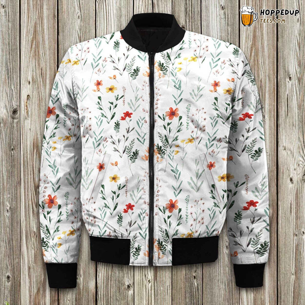 Vivid Flower Artistry Winter Bomber Jacket Luxuriously Padded Warmth Ensured