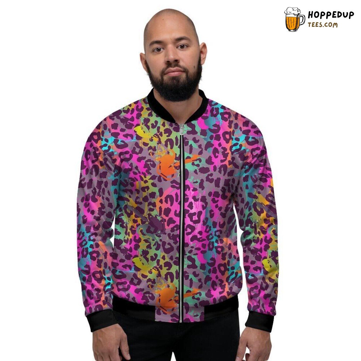 Vivid Leopard Patterning Display Colorful Men’s Bomber Jacket Feline Charm Vivid Leopard Patterning Display Colorful Men’s Bomber Jacket Feline Charm