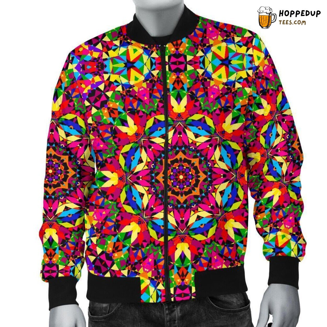 Vivid Patterns of Kaleidoscope Men’s Bomber Jacket Unique Design Tribute