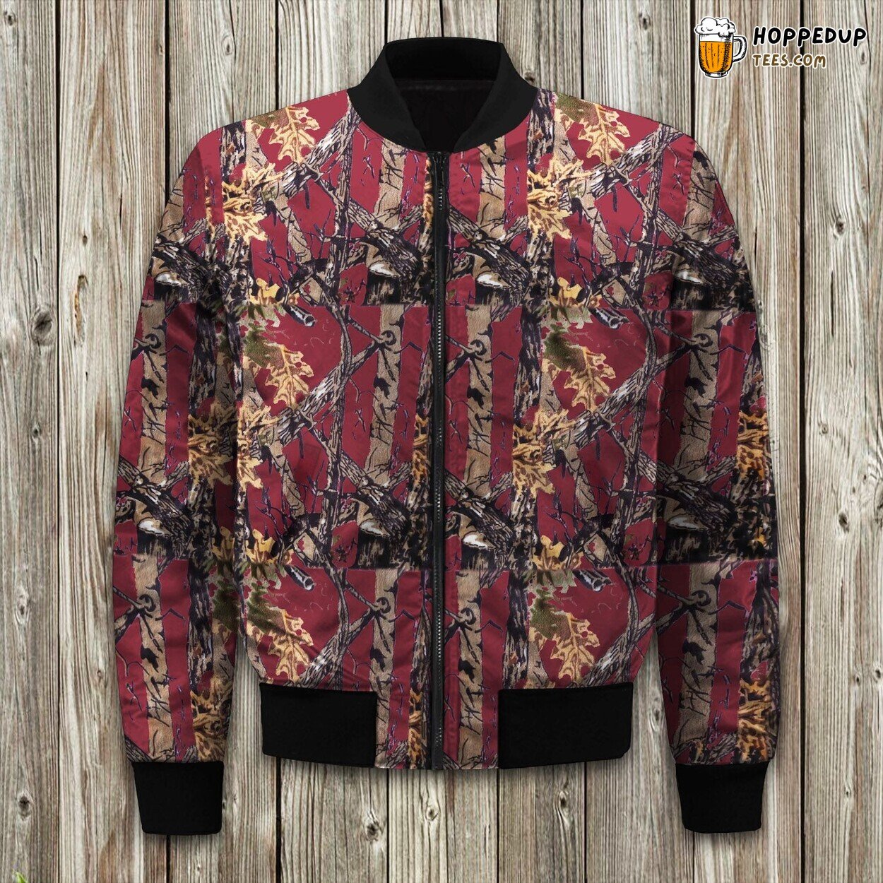 Vivid Red Camouflage Winter Bomber Jacket Superior Design Comfort