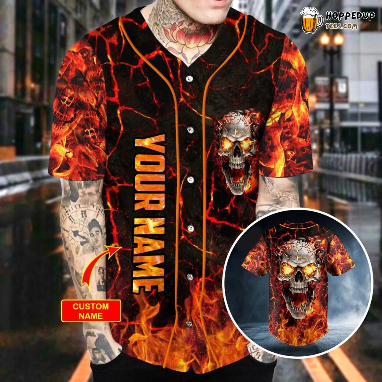 Volcanic Rage Fire Skull Viking Baseball Jersey 3D Print Special Edition