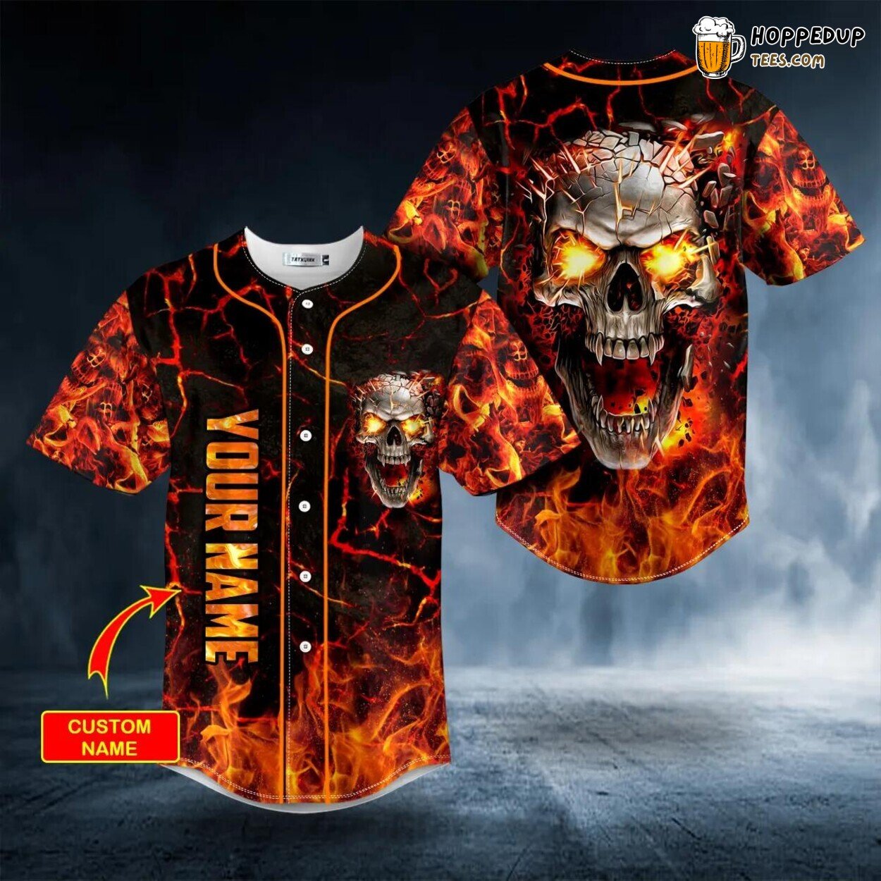Volcanic Rage Fire Skull Viking Baseball Jersey 3D Print Special Edition