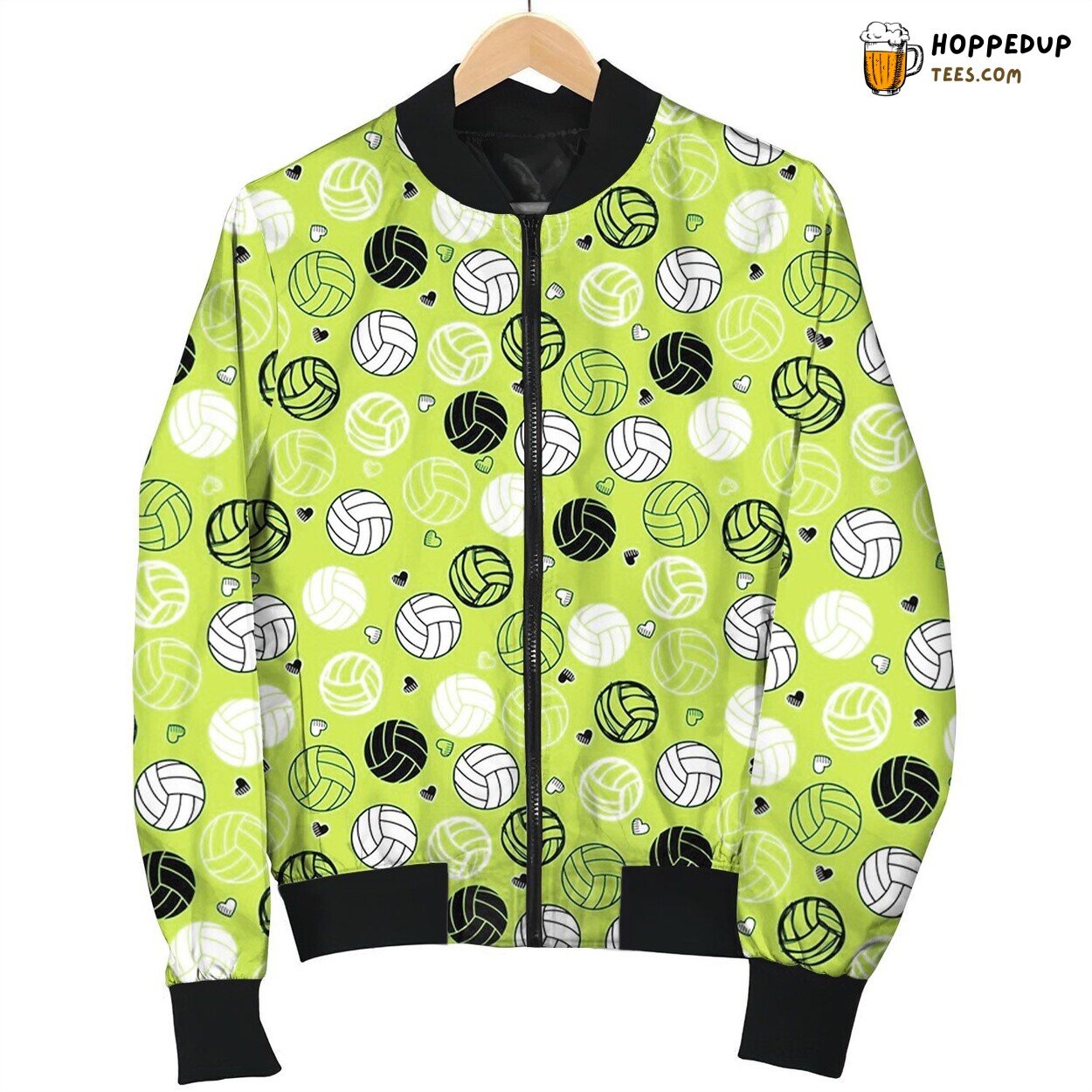 Volleyball Green Pattern Bomber Jacket