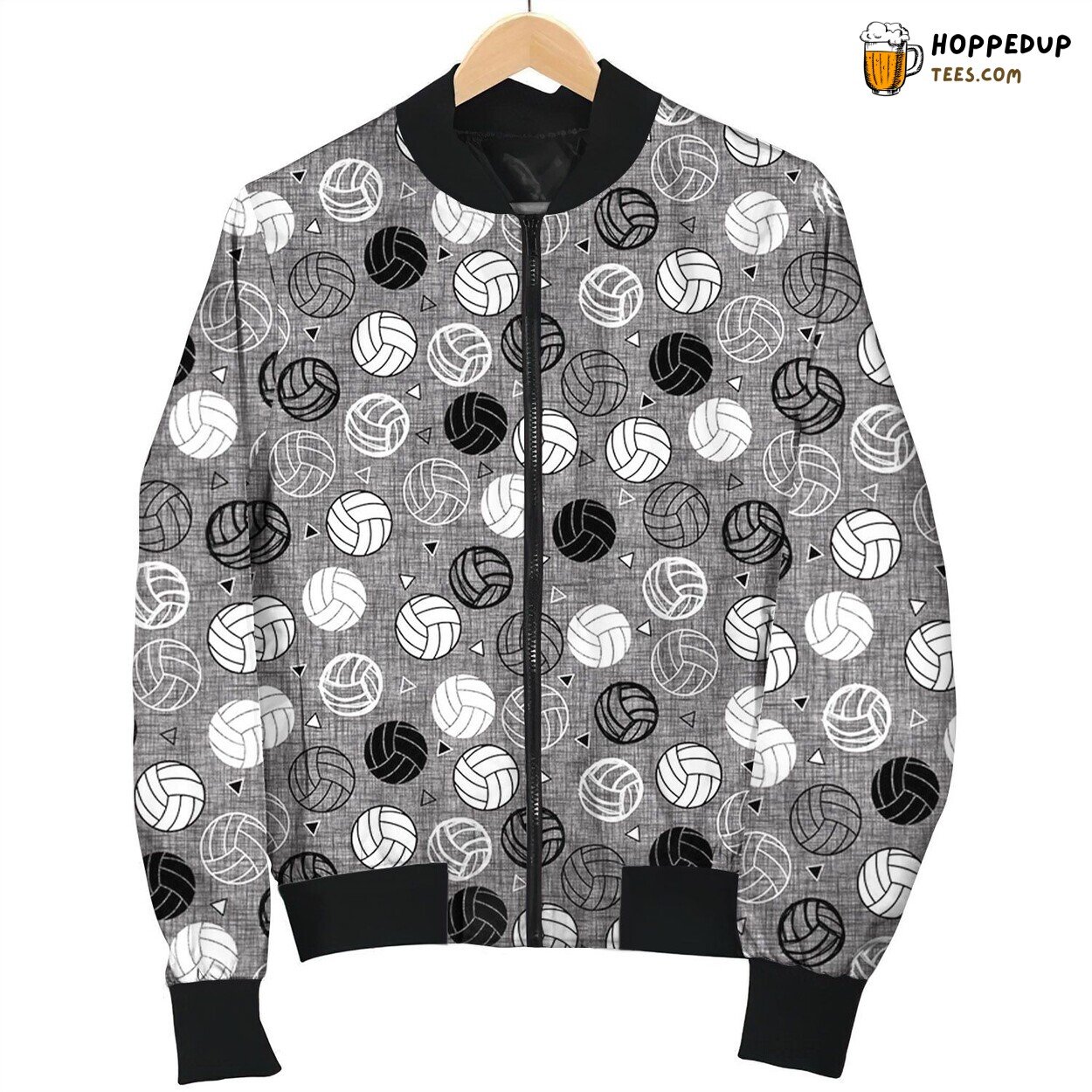 Volleyball Grey Pattern Bomber Jacket